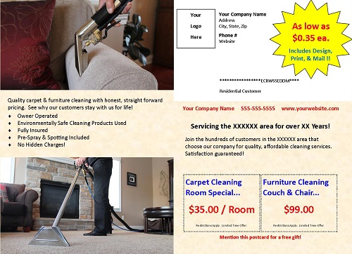 carpet cleaning postcard printing mailing