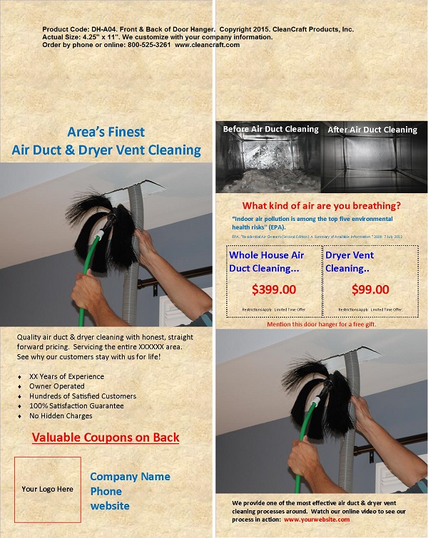 DH-A04: Door Hanger - Air Duct Cleaning