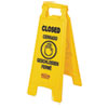 RCP611278YEL:  Rubbermaid® Commercial Multilingual "Closed" Folding Floor Sign