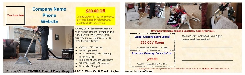 referral cards on carpet cleaning business start up